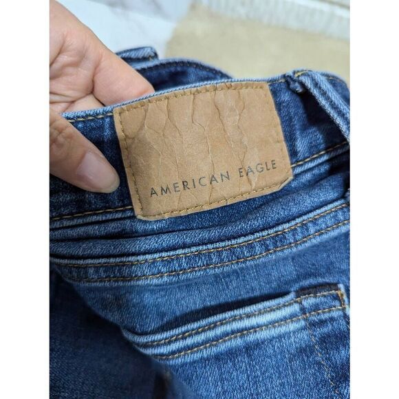 American Eagle Men's Blue Dark-Wash Mid-Rise Slim Fit Denim Jeans Size 30/32 - Picture 5 of 8